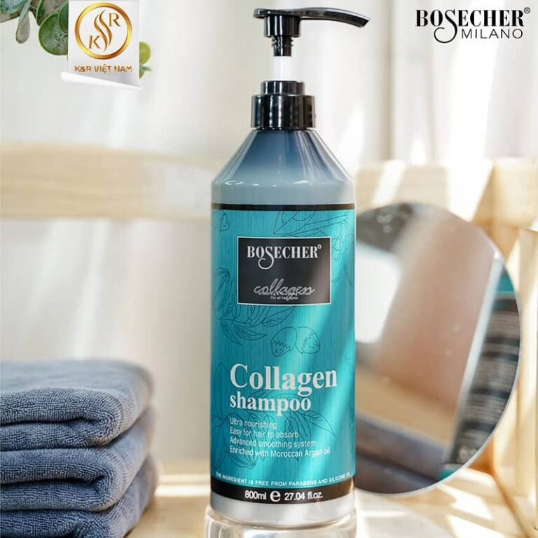 Review Gel dầu gội Collagen Bosecher Milano