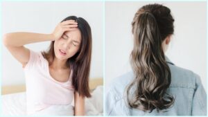 Khi bạn buộc tóc quá chặt khiên căng da đầu gây hại cho chân tóc